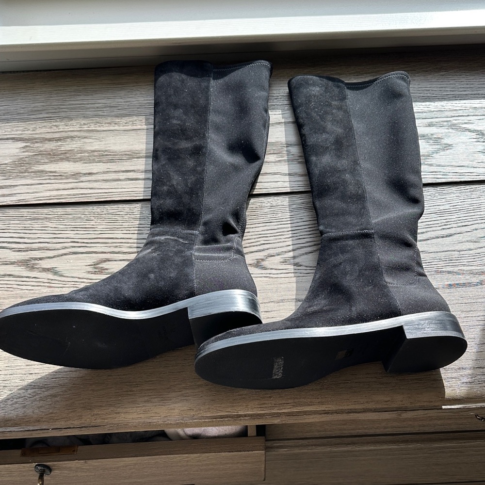 Stuart Weitzman Black Suede Heeled Boots